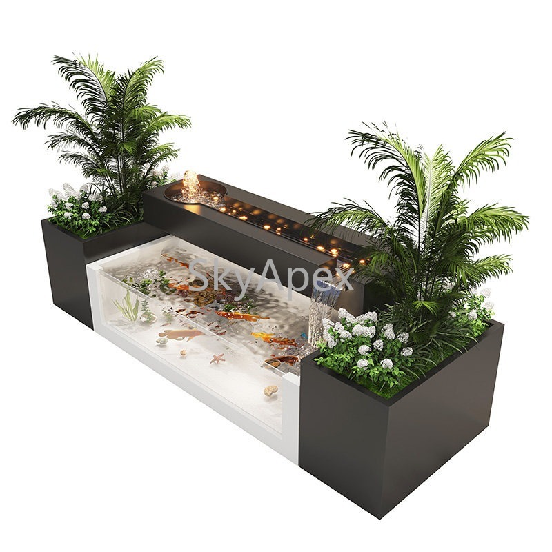 Aquarium Xxl - Stainless Steel Finished Courtyard Fish Pond