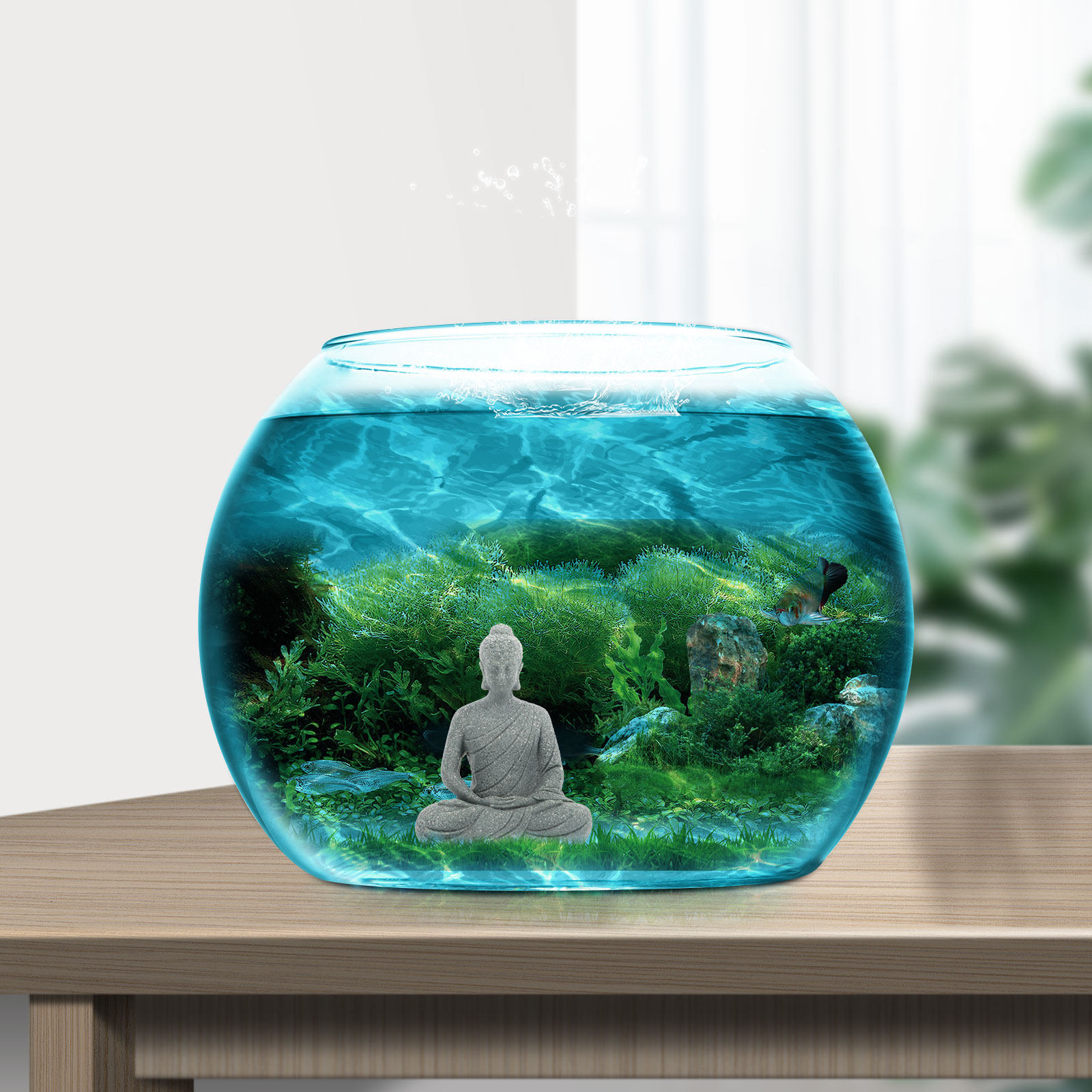 Mini Buddha Statue Resin Aquar - Aquarium Fish Tank 评论和价格