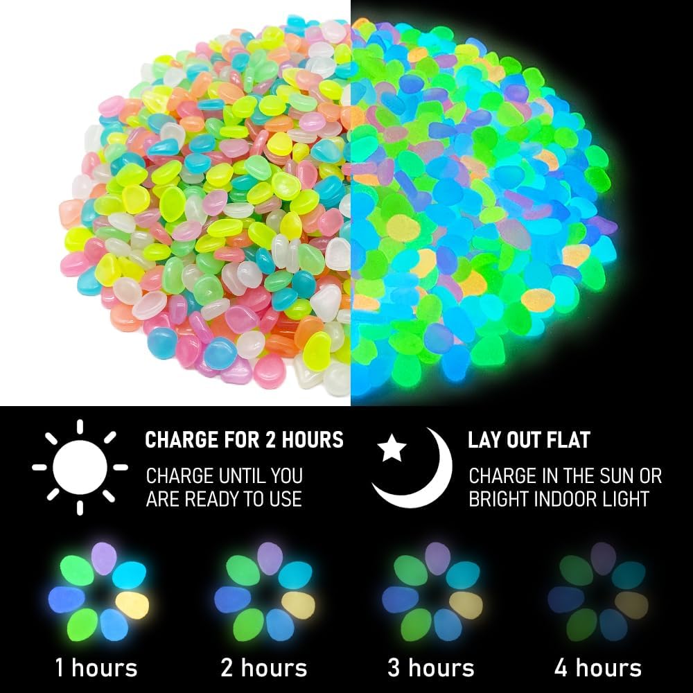 500 PCS Multi-Color Glow Pebbl - Aquarium Fish Light 评论和价格