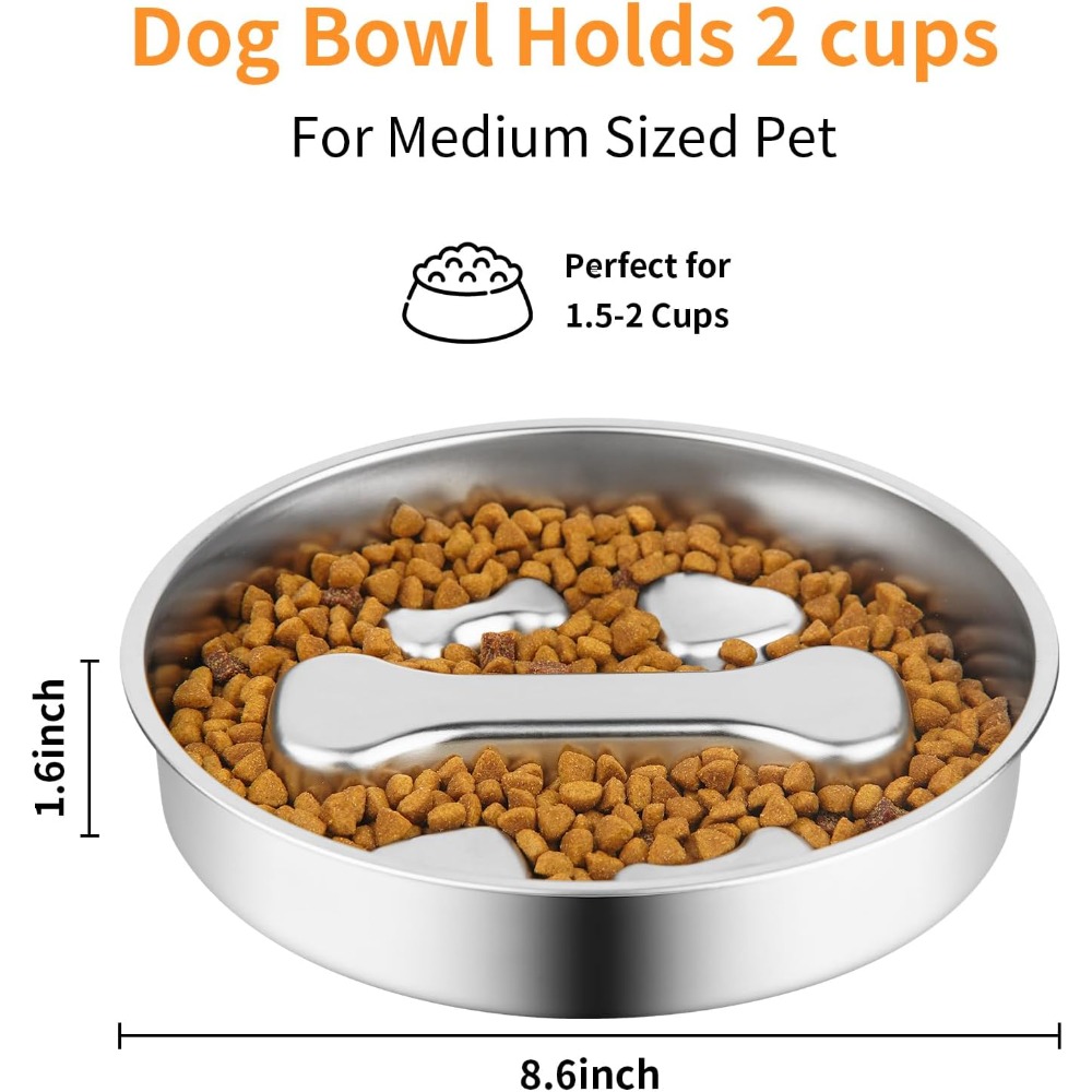 Slow Feeder Dog Bowl Stainless - Royal Canin Food Medium 评论和价格