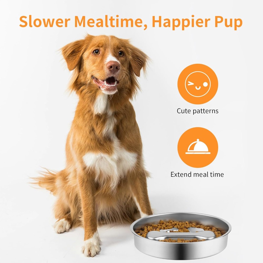 Slow Feeder Dog Bowl Stainless - Royal Canin Food Medium 评论和价格